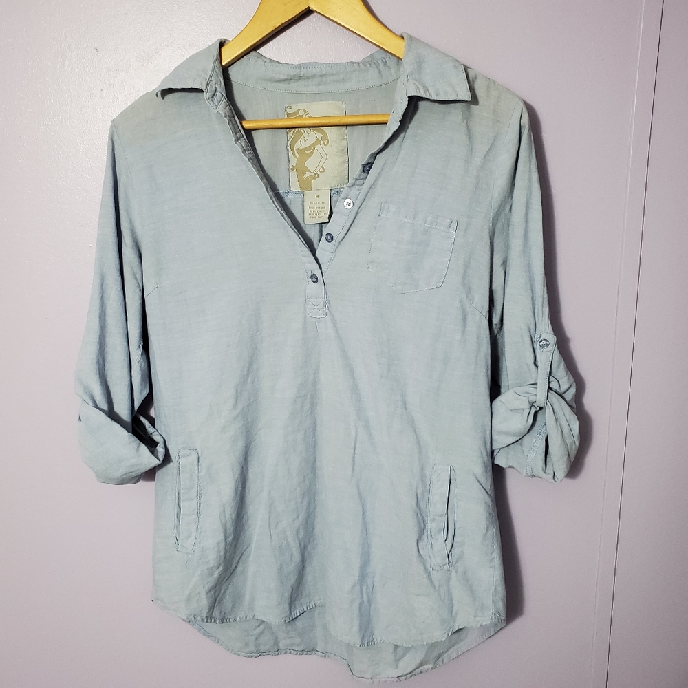 Light Blue Long-sleeve Blouse